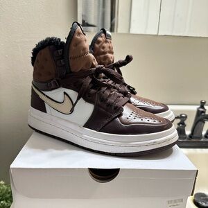 Nike Brown and White High-Top Sneakers